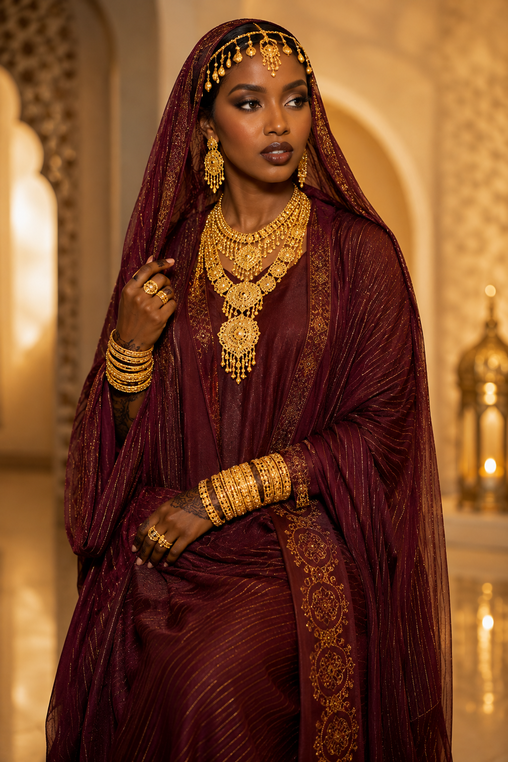 Somali gold heritage jewelry with traditional gold pieces